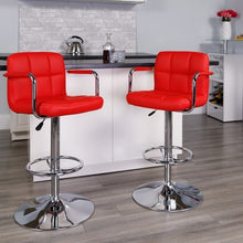 Load image into Gallery viewer, RAY Modern Barstools with armrests - Set of 2 - Available in Red, White or Brown