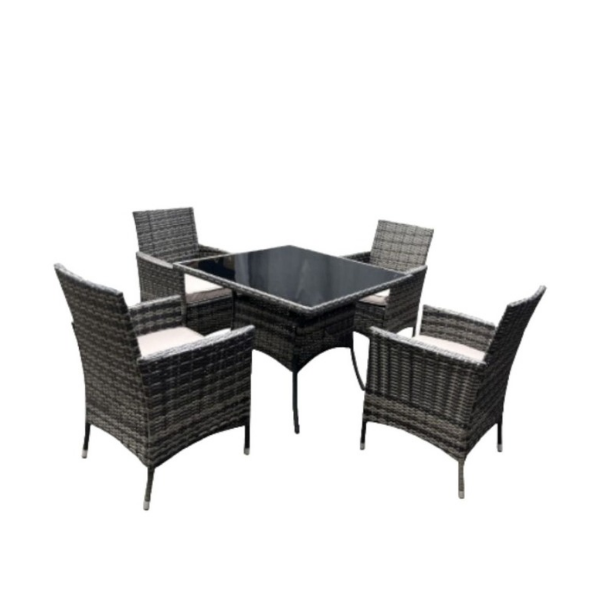 CP Black Contour Outdoor 4-Piece Rattan Patio Furniture Set - Modular, Lightweight & Durable