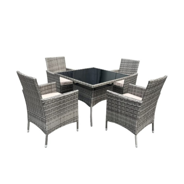 CP Grey Contour Outdoor 4-Piece Rattan Patio Furniture Set - Modular, Lightweight & Durable