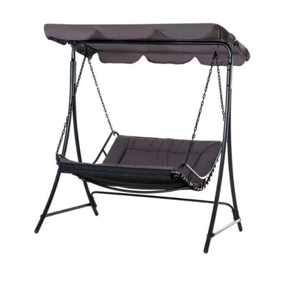 Enzo Two-Seater Garden Swing Chair with Adjustable Canopy - Outdoor Patio Furniture